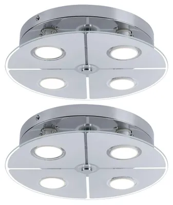 Produktbild von 2er Set LED Deckenleuchte, Chrom, Glas satiniert, D 30 cm