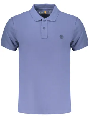 Image de Polo slim fit bleu pour homme - Manches courtes avec broderie et 2 boutons