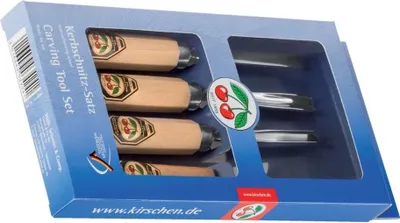 A set of carving tools in its retail packaging.
