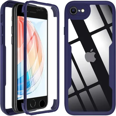 Image de Coque de protection avec protecteur d'écran pour iPhone SE 2022/2020/7/8, écran de 4,7 pouces, couleur bleue