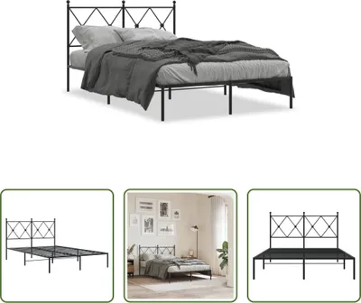 Produktbild von The Living Store Bettgestell mit Kopfteil Metall Schwarz 120x200 cm