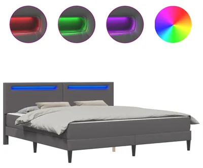 Produktbild von vidaXL Bettrahmen mit LED-Lichtleisten Grau 180 x 200 cm Kunstleder