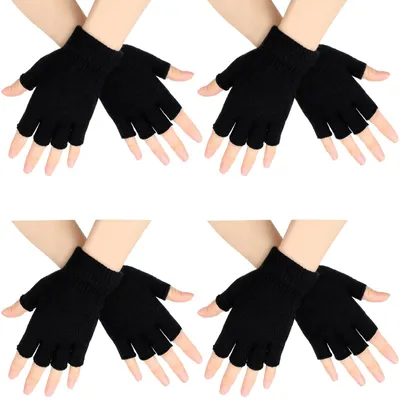 Produktbild von Fingerlose Handschuhe Strickhandschuhe Halbfingerhandschuhe - 4 Paar - Gestrickt - Thermo - Unisex