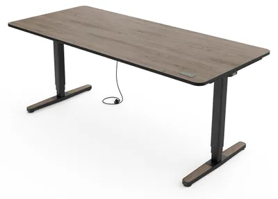 Produktbild von Yaasa Desk Pro Höhenverstellbarer Schreibtisch Elektrisch 180 x 80 cm, Eiche dunkel/Schwarz – Touch Handschalter – 9 Speicherfunktionen – Höhenanzeige