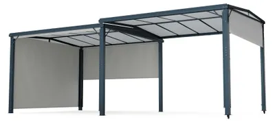 Obrázok produktu pre Blumfeldt Pantheon Solid Sky Expand altánok 3x6 m - hliníkový rám, nastaviteľná veľkosť a polykarbonátová strecha odolná voči poveternostným vplyvom, záhradný altánok, tmavosivá