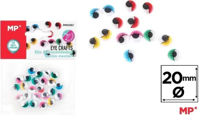 Immagine prodotto di Occhi mobili autoadesivi colorati da 20 mm