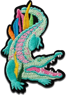 Produktbild von Mono-Quick Krokodil bunt Tier - Aufnäher, Bügelbild, Aufbügler, Applikationen, Patches, Flicken, zum aufbügeln, Größe: 6,1 x 4,4 cm
