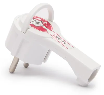 Imagen del producto de Enchufe angular de 90° blanco – Enchufe de pared con cable de salida angular – Enchufe de 250 V, 16 A – Enchufe empotrado compacto para enchufes de difícil acceso [05950WH]