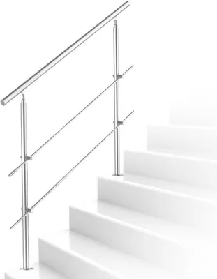 Immagine prodotto di TolleTour 120cm scala ringhiera corrimano in acciaio inox per scale balaustra balcone 2 bretelle, interno ed esterno