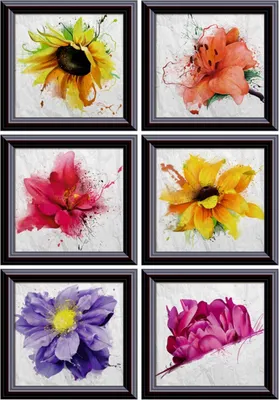 Produktbild von Sanders & Sanders Wandtattoo Blumen Gelb, Lila und Rosa 85 x 65 cm