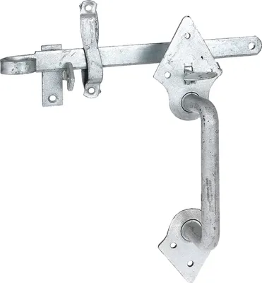 Image de Alberts 310387 Jeu de cliquets, pour clôtures tressées et portails légers en bois, à visser ou à enfoncer, galvanisé à chaud, longueur 260 mm