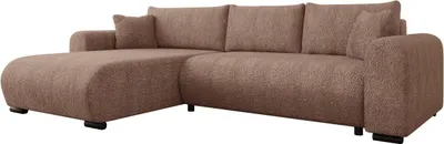 Produktbild von MIRJAN24 Ecksofa Merkos, Wohnzimmer L-Form mit Bettkasten und Schlaffunktion, Holzkonstruktion, Seite universal (Farbe: Coral 45)