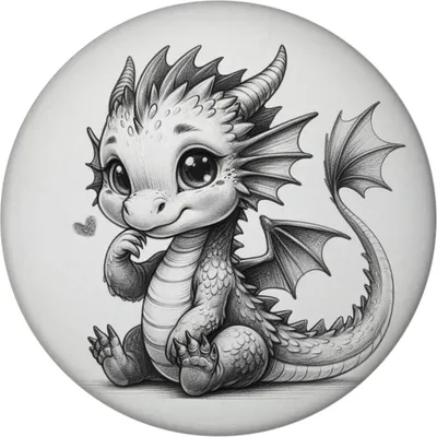 Produktbild von Runder Kühlschrankmagnet mit niedlichem Drachen-Motiv, 5,9 cm Durchmesser