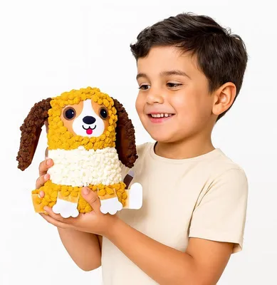 Produktbild von Knüpfkissen Häkelset Hund - DIY Kissen Häkeln Kinder Komplettset ab 7 Jahren