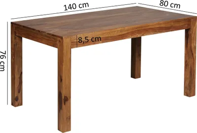 Obrázok produktu pre Obývacia izba jedálenský stôl 140 cm sheesham drevený jedálenský stôl kuchynský stôl veľký | Wohnling