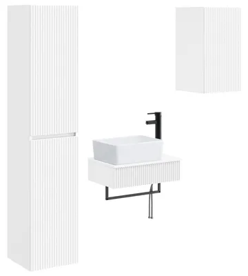 Image de Ensemble de meubles de salle de bain vidaXL, 3 pièces, blanc, 33 x 34,5 x 160 cm