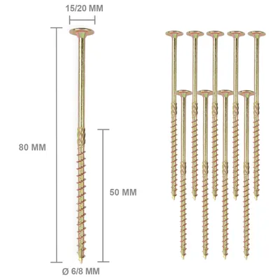 Obrázek produktu pro 10x Holzbau-Schraube Tellerkopf 8 x 80 mm