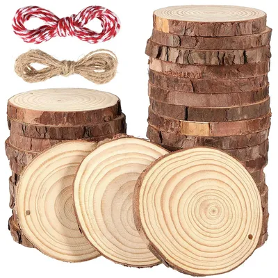 Imagen del producto de TRANKIELO® - 30 piezas de madera con agujero - Pino - Para manualidades y decoraciones