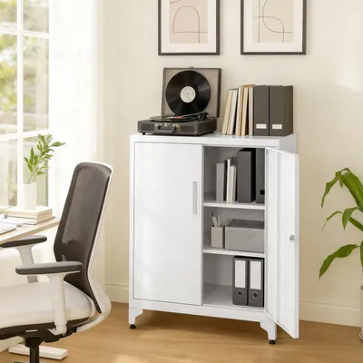 Immagine prodotto di Armadio in metallo per garage o ufficio, con serratura | Bianco | 80,1 x 40,2 x 99 cm