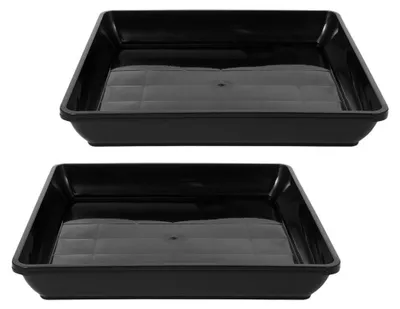 Productafbeelding van Set van 2 vierkante plantenonderzetters, 35 cm, zwart