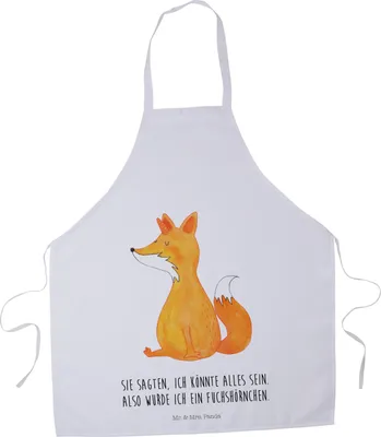 Produktbild von Mr. & Mrs. Panda Schürze Einhorn Wunsch - Weiß - Geschenk, Kochschürze, Fuchshörnchen, Unicorn, Küchenschürze, Füchse, Einhörner, Unicorns, Kellnerschürze, Fuchs