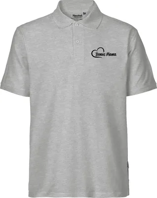 Produktbild von Huuraa Herren Polo Shirt Bonus Mama Herz L Sport Grey Bio Baumwolle Fairtrade Poloshirt Geschenkidee