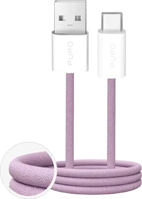 Zdjęcie produktu dla PURO PUCAC10WFABK415MTPNK, 1,5 m, USB A, USB C, USB 2.0, Różowy