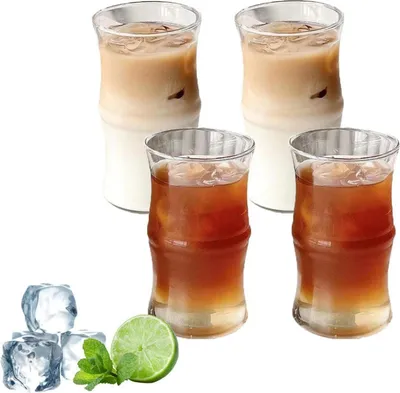 Immagine prodotto di NSXIN Latte Macchiato Gläser 400ml 2er Set Cristallo Cocktail Eiskaffee Bicchiere da tè