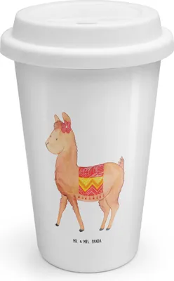 Produktbild von Mr. & Mrs. Panda Thermobecher Alpaka Stolz - Weiß - Geschenk, ToGo Kaffeebecher, Thermokaffeebecher, Coffee To Go Becher, Mehrwegbecher