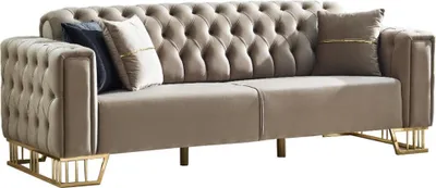Produktbild von Villa Möbel Sofa Royce Beige 2-Sitzer Relax- und Bettfunktion, pflegeleichter Mikrofaser Samtstoff, inkl. Kissen