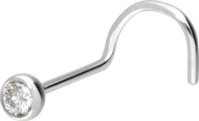 Produktbild von Nasenpiercing, Nasenstecker 14/18 Karat Gold Nasenstecker Spirale MOISSANIT 14 Karat | WeißGold Kristallgröße: 2,4mm