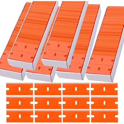 Obrázok produktu pre Náhradné nože z plastu, 600 kusov, pre škrabky na keramické varné dosky a sklenené povrchy, rozmer 3,8 x 1,8 cm, farba: oranžová
