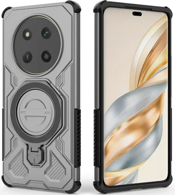 Produktbild von Robuste Handyhülle für Honor X9C /Honor Magic7 Lite mit Ringhalter Ständer Stoßfest, Magnetisch, Dual-Layer Schutz Grau
