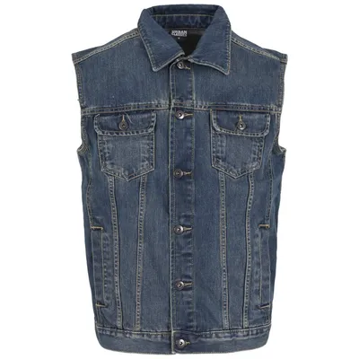 Image de Gilet pour homme Urban Classics Denim Vest, bleu denim - 4XL