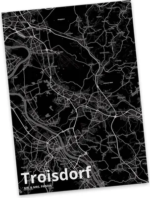 Produktbild von Mr. & Mrs. Panda Postkarte Troisdorf - Geschenk, Stadt, Dorf Karte Landkarte Map Stadtplan, Postkarten, Grußkarte, Ansichtskarten, bildkarte, Fotokarte