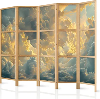 Obrázek produktu pro Japonský paraván Pozadí a vzory 225x172 cm 5dílný šedý