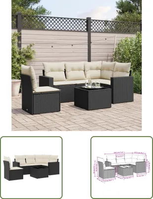 Produktbild von The Living Store 6-tlg. Garten-Sofagarnitur mit Kissen Schwarz Poly Rattan