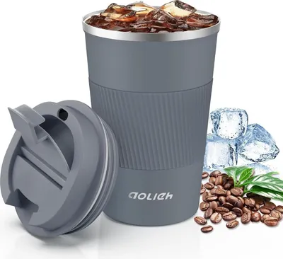 Image de Aolieh Thermo Mug en acier inoxydable Travel Mug Tasse isolante 380ML Gris