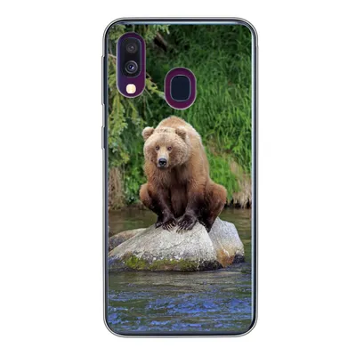 Produktbild von MuchoWow® Handyhülle Schutzhülle Hülle für Samsung Galaxy A40 Bär - Stein - Tier Silikon Softcase Handy Hülle - Handy-Tasche