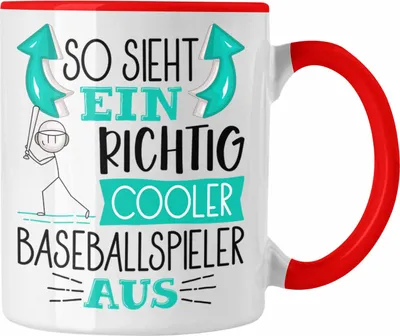Produktbild von Trendation - So Sieht Ein Richtig Cooler Baseballspieler Aus Geschenk Tasse Lustiger Spruch Geschenkidee (Rot)