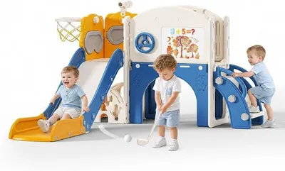 Imagen del producto de Tobogán infantil con estructura de escalada, 10 en 1, para niños pequeños