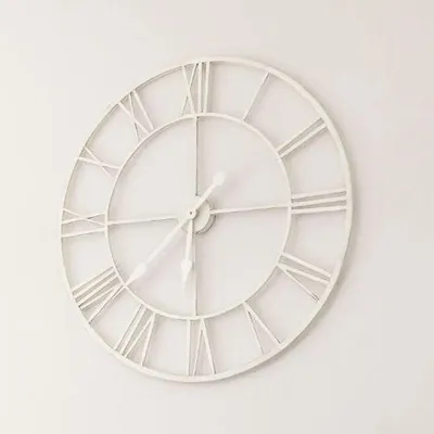 Immagine prodotto di Milani Home - orologio da parete in metallo, diametro 80 cm, numeri romani, bianco, stile vintage