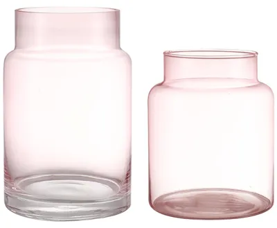 Image de Ensemble de 2 grandes vases en verre rose pour la décoration florale