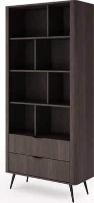 Produktbild von BETTSO Stilvolle Eiche Dunin Bücherregal ARVIS mit 2 Schubladen für das Wohnzimmer
