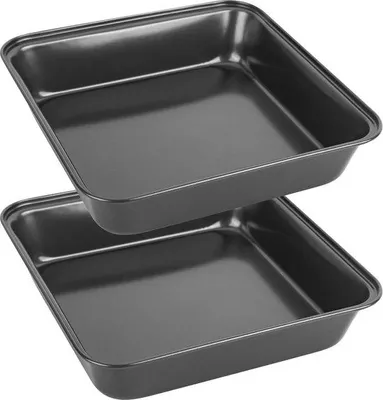 Produktbild von Famanu Backformset 2-teilig - Quadratische Backformen mit Antihaftbeschichtung, 21 x 21 x 5 cm