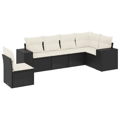 Produktbild von vidaXL 6-tlg. Garten-Sofagarnitur mit Kissen Schwarz Poly Rattan