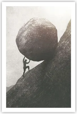 Produktbild von Poster - Poster ohne Rahmen - Sisyphus Arbeit Stein - 61x91,5 cm - Wand Bild - Wanddeko - Wandbilder - Kunstposter - Wandposter - Bilder - Kunstdruck - Wanddekoration - Wandbild - P2XPA61x91-5105