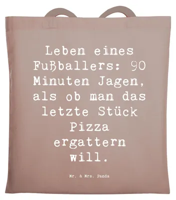 Produktbild von Mr. & Mrs. Panda Jutebeutel Spruch Fußballer Leidenschaft - Braun Pastell - Geschenk, Schultasche, Geschenke mit Herz, totebag, Laptoptasche, Beruf, Alltag, Teamgeist
