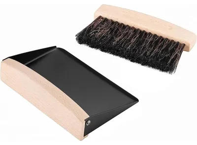 Kehrset aus Buchenholz und Rosshaar, 15,5x10x4 cm, schwarz