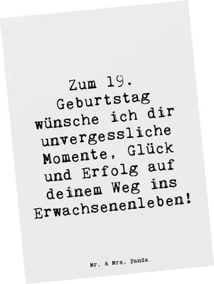 Produktbild von Mr. & Mrs. Panda bildkarte Spruch 19. Geburtstag Wünsche - Weiß - Geschenk, Erwachsensein, Grußkarte, Postkarten, Alter, Ansichtskarten, Happy Birthday, Liebe, Träume